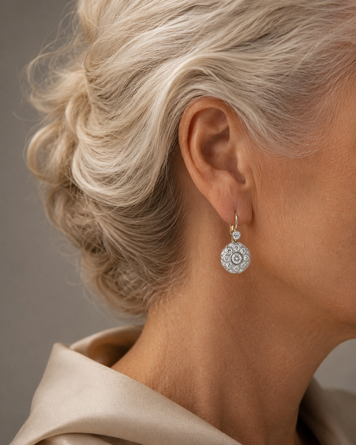 Round Crystal Drop Earrings