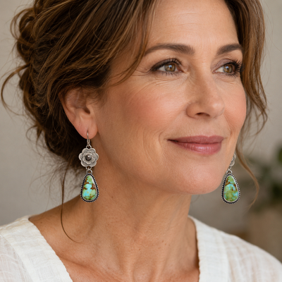 Vintage Carved Floral Tassel Earrings