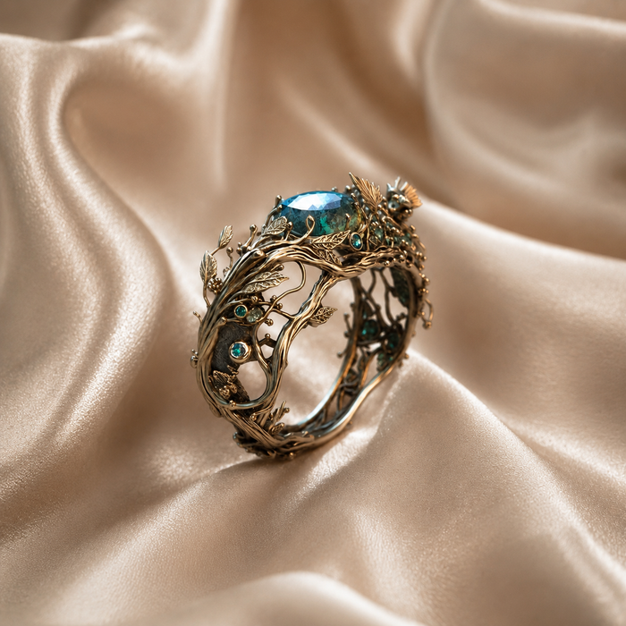 Vintage Vine Emerald Ring
