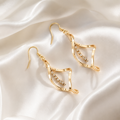 Spiral Crystal Drop Earrings