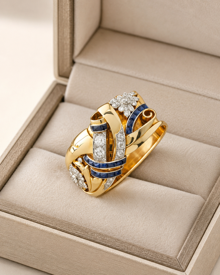 Vintage Hollow Floral Zirconia Ring