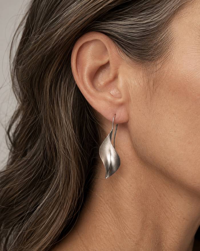 Silver Leaf Ear Hooks
