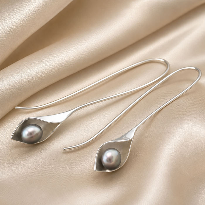 Silver Pearl Drop Earrings