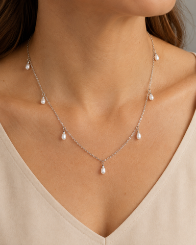Oval Pearl Tassel Necklace