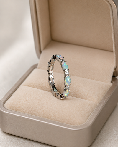 Opal Heart Zirconia Ring