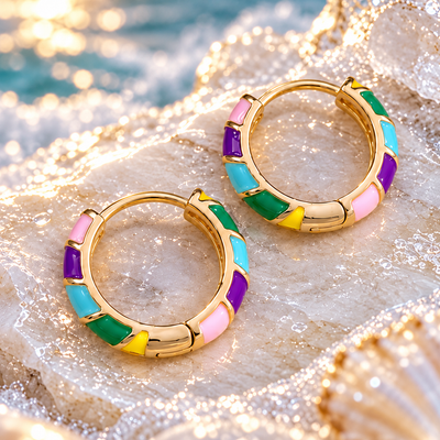 Enamel Mini Hoop Earrings