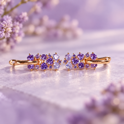 Rose Gold Peacock Zirconia Earrings