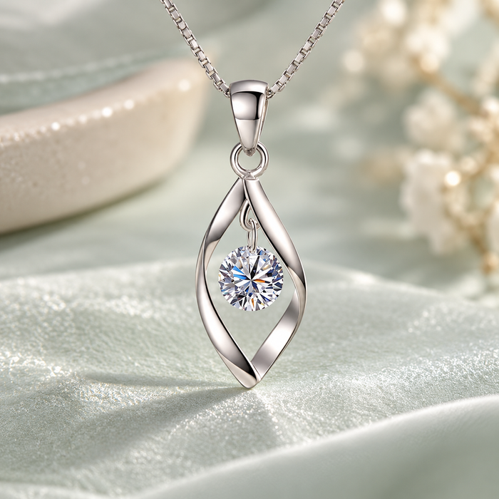 Twisted Zirconia Pendant Necklace
