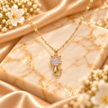 Zircon Kitten Pendant Titanium Necklace