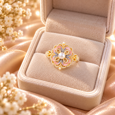 Vintage Enamel Flower Ring