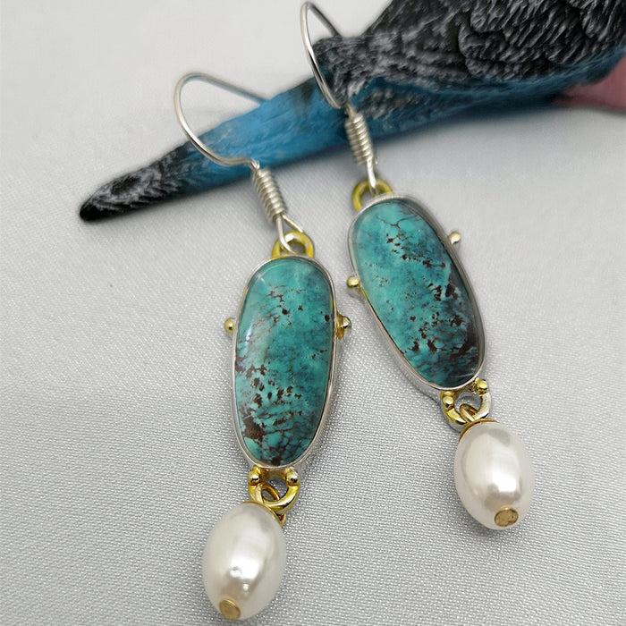 Turquoise Pearl Earrings