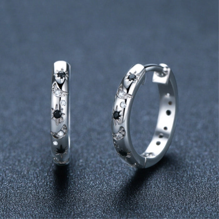 French Star Moon Earrings