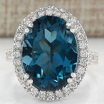 Women's Peacock Blue Zircon Ring