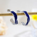 Wavy Blue Drip-glazed Twisted Hoop Earrings