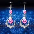 Star Moon Diamond Earrings