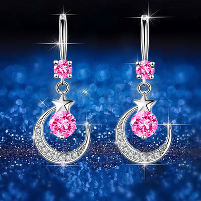 Star Moon Diamond Earrings