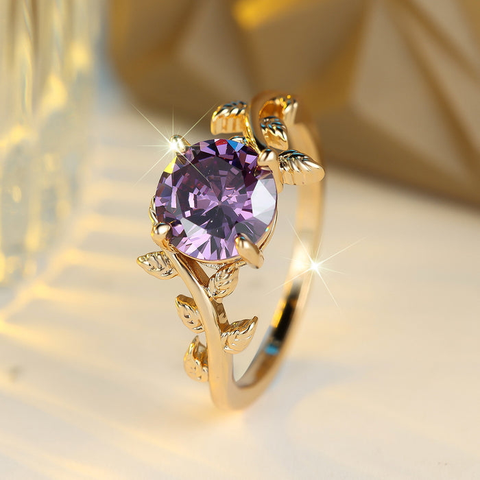 Retro Purple Zircon Ring