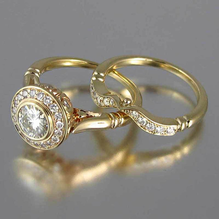 Gold Micro-Pavé Ring Set