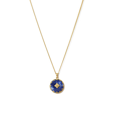 Dark Blue Natural Stone Pendant Necklace