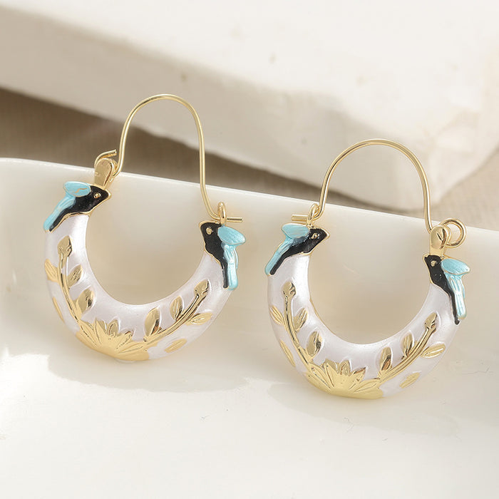 Hummingbird Leaf Hoops