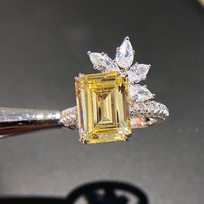 Elegant Princess Square Diamond Zircon Ring Vintage