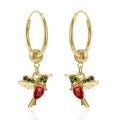 Red Blue Hummingbird Earrings