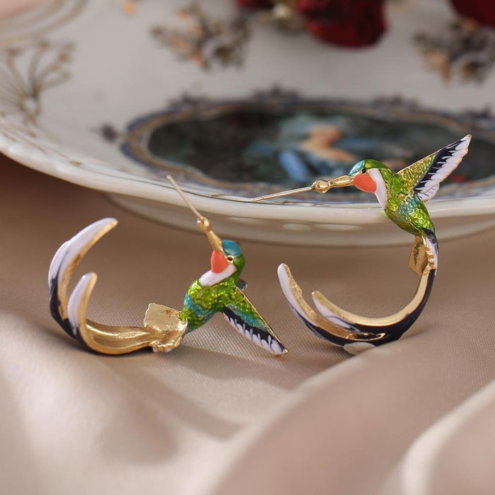 Creative Cute Hummingbird Shape Drop Earrings