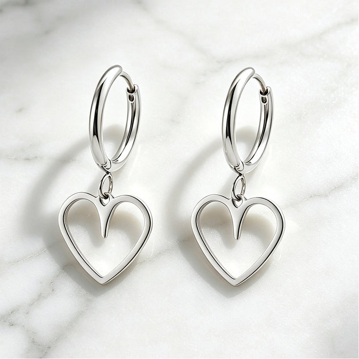 Cut Out Heart Huggie Hoops