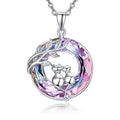 Purple Crystal Cat Necklace