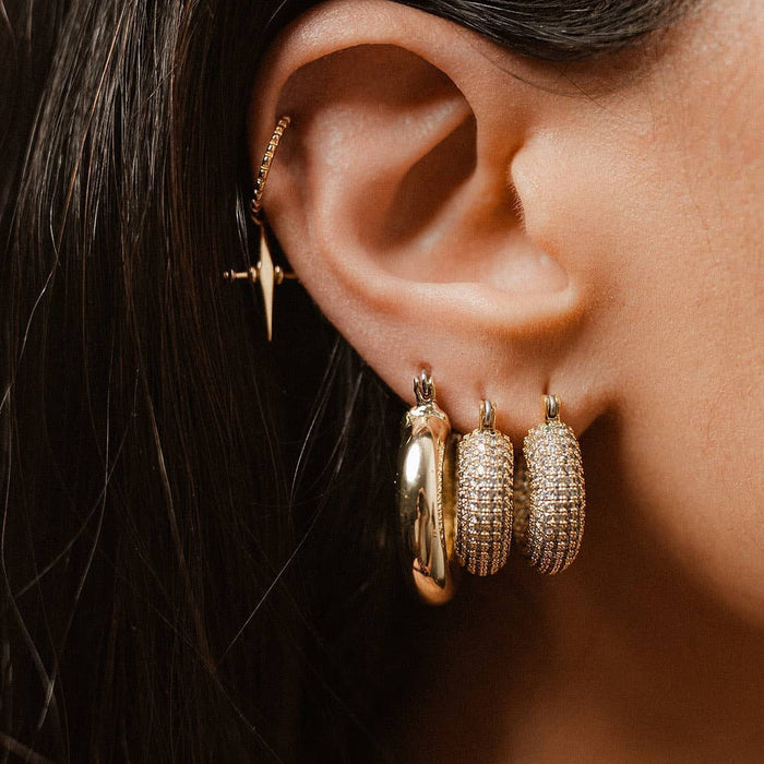 Square Crystal Gold Hoops