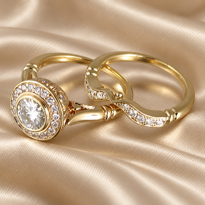 Gold Micro-Pavé Ring Set